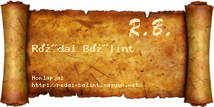 Rédai Bálint névjegykártya
